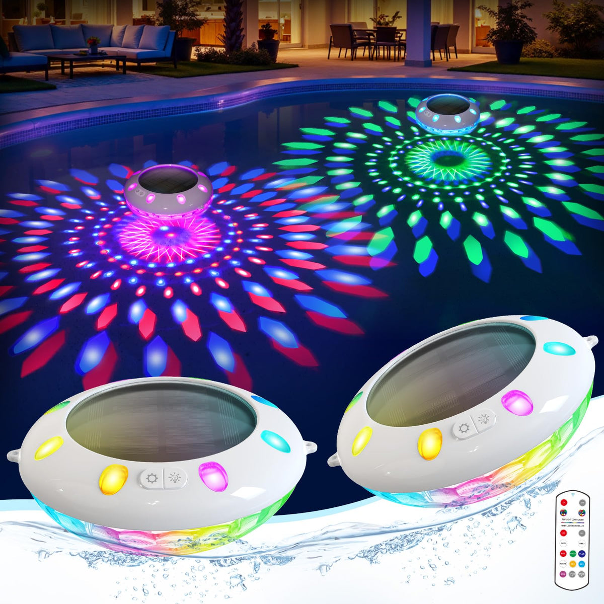 Covfirst remote-controlled floating pool light with vibrant color options