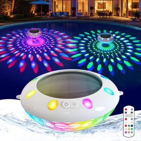 Covfirst remote-controlled solar floating pool light creates dynamic color ambiance