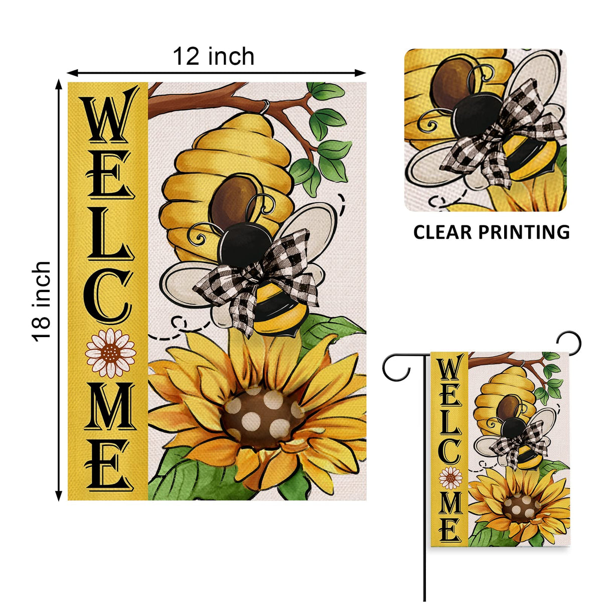 Covido Bumble Bee Polka Dots flag adds playful color to outdoor spaces.