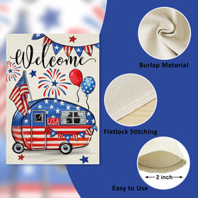 Covido Camping patriotic flag, ideal for RVs and campsites and easy swapping.