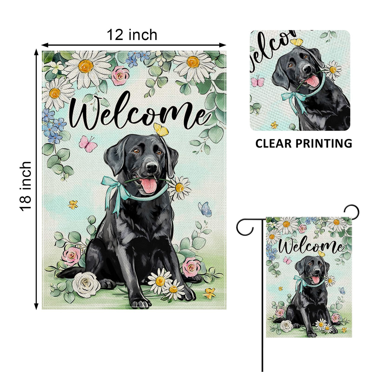 Covido flag featuring daisies on a garden flag for bright outdoor charm