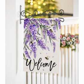 Covido decorative garden flag on patio adds farmhouse charm