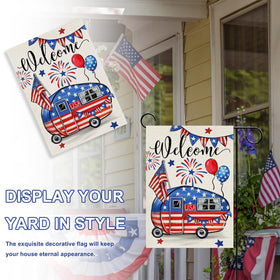 Covido Double-Sided Garden Flag, readable from both sides for welcoming entrances.