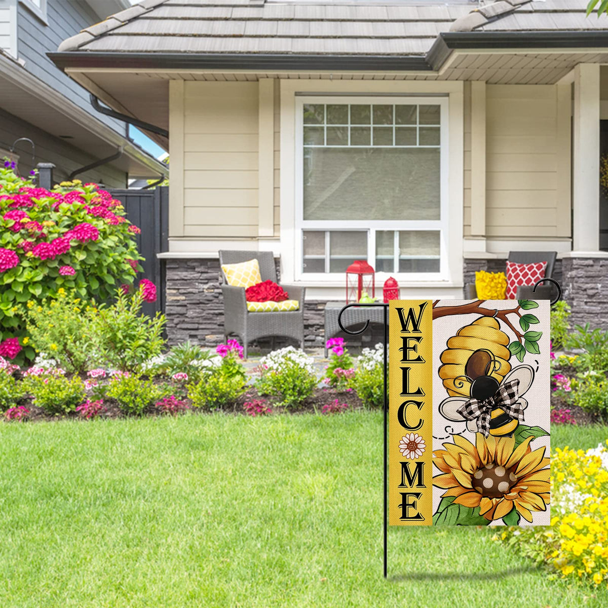 Covido Double-Sided Garden Flag stays readable from both sides.