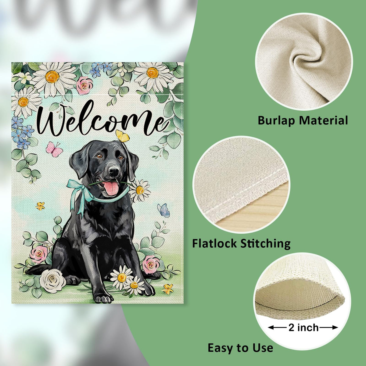 Covido flag with eucalyptus leaves adds a fresh yard accent
