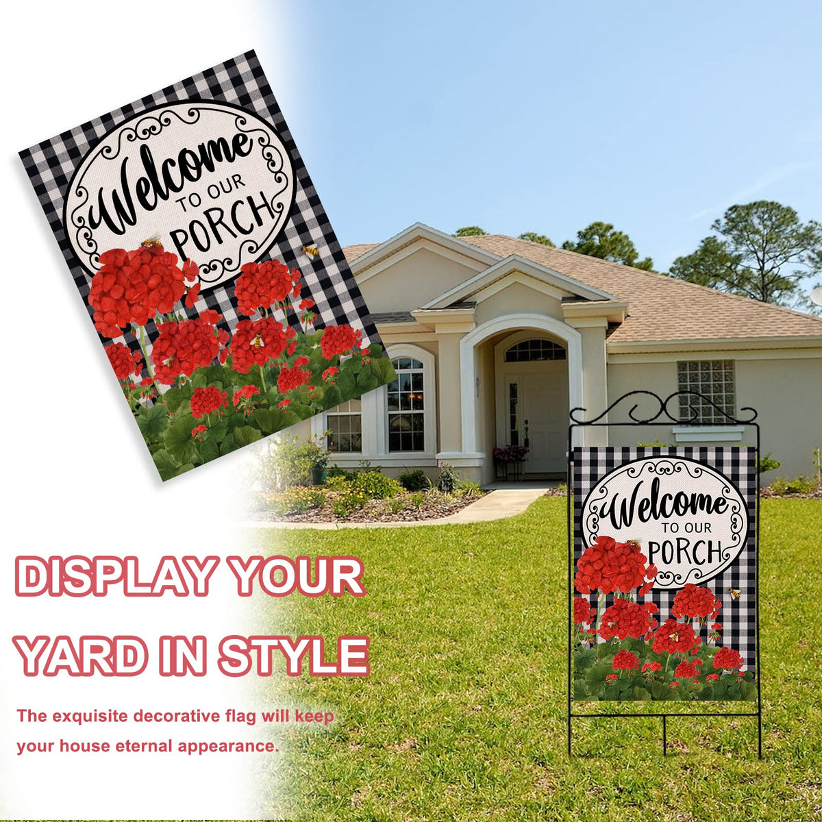 Covido garden decor flag enhances outdoor spaces with checker and blossoms