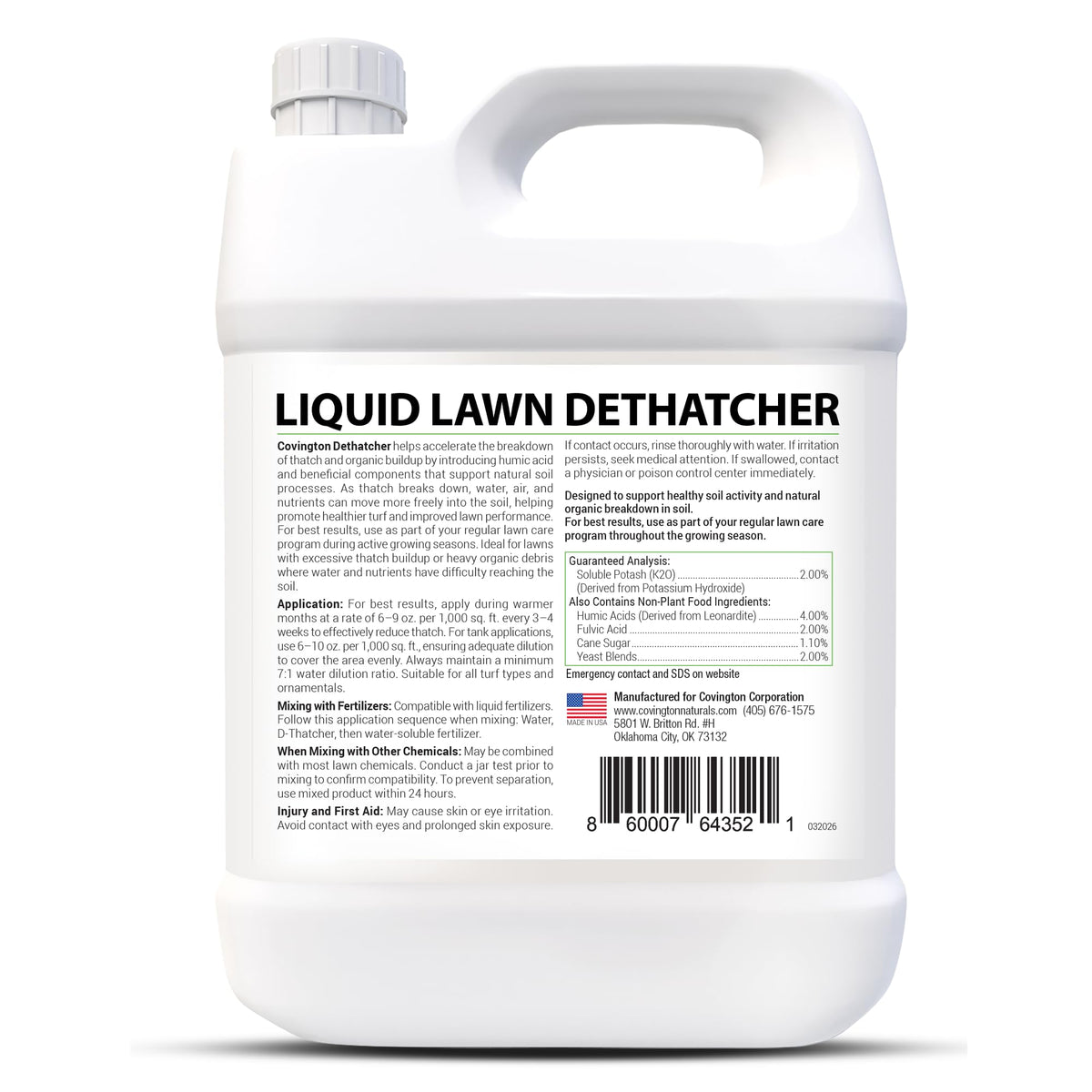 Covington Naturals Dethatcher suitable for various lawn types and gardens.