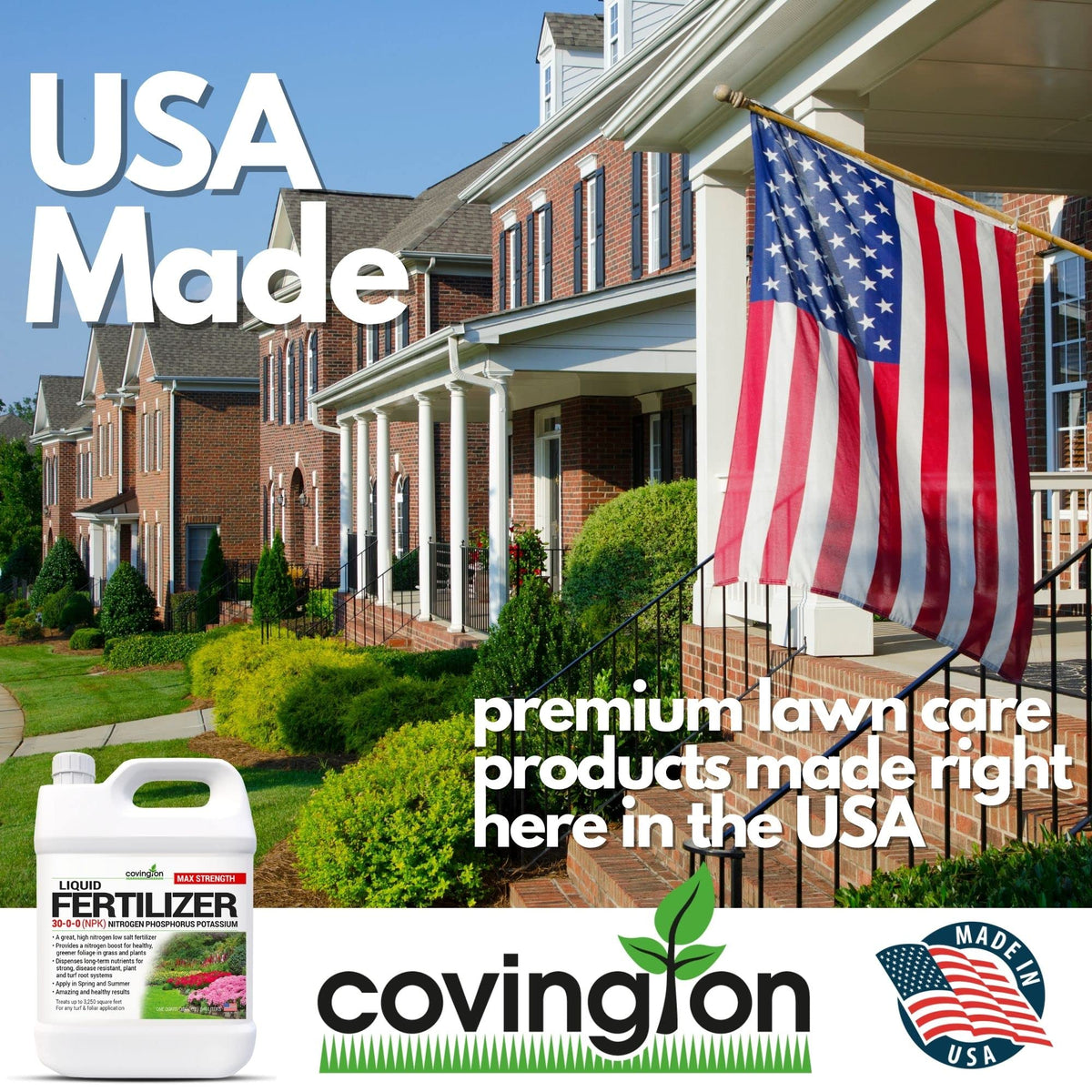 Covington Naturals lawn and vegetable garden thrive with lush green growth.