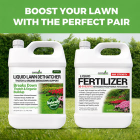 Covington Naturals USA-made formula shown in a lush garden setting.