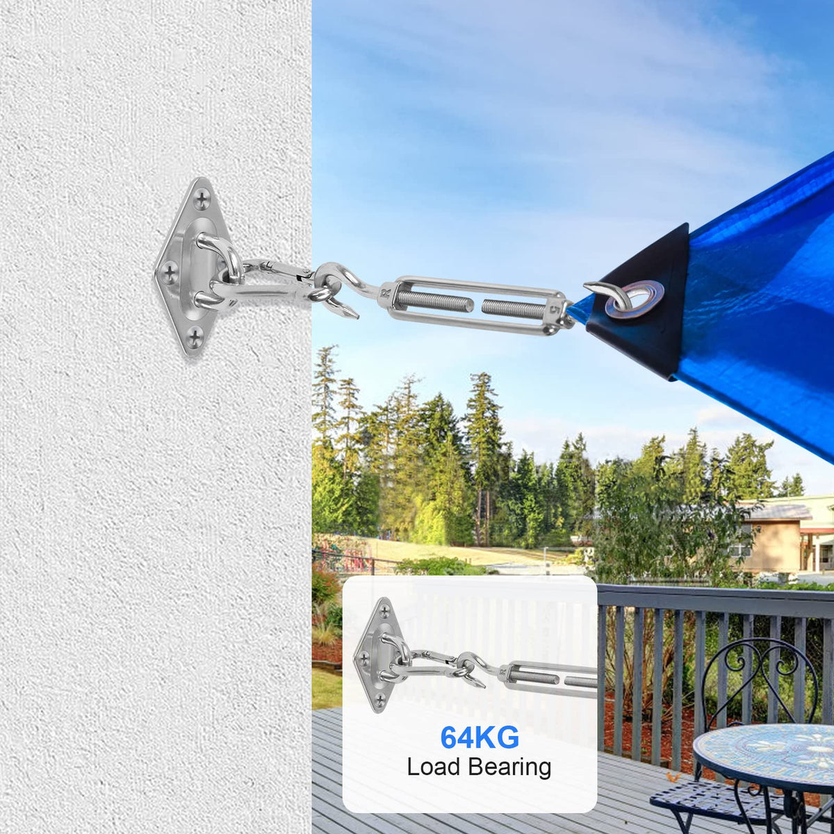 Covlongyu versatile kit supports rectangle, square, or triangle sails on patios and decks.