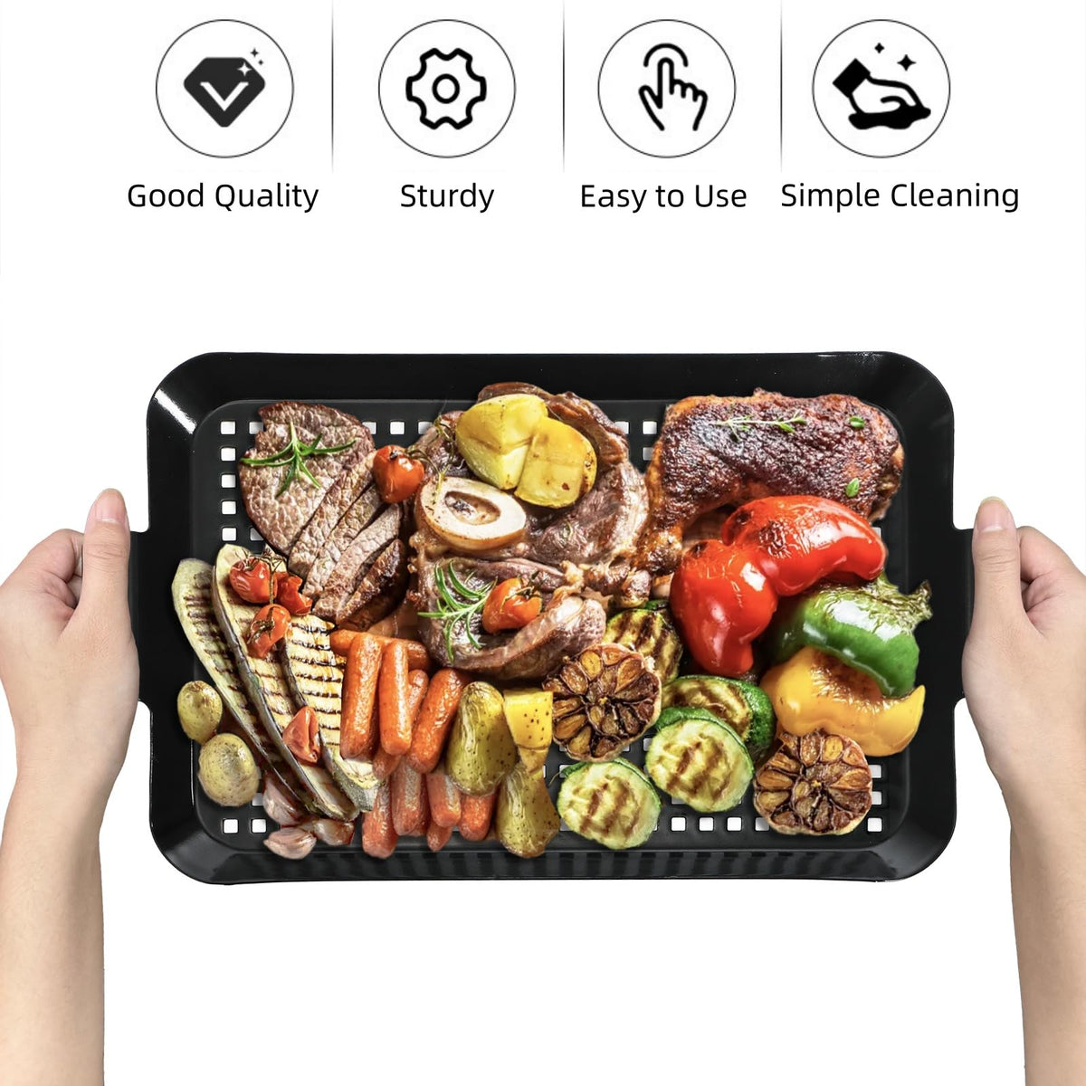 Covzoe raised handle edge ensures safe transfer from grill
