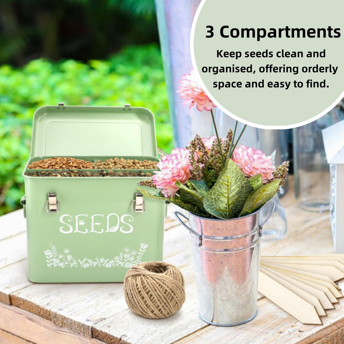 Covzoe sealed lid with buckle protects seeds from moisture.