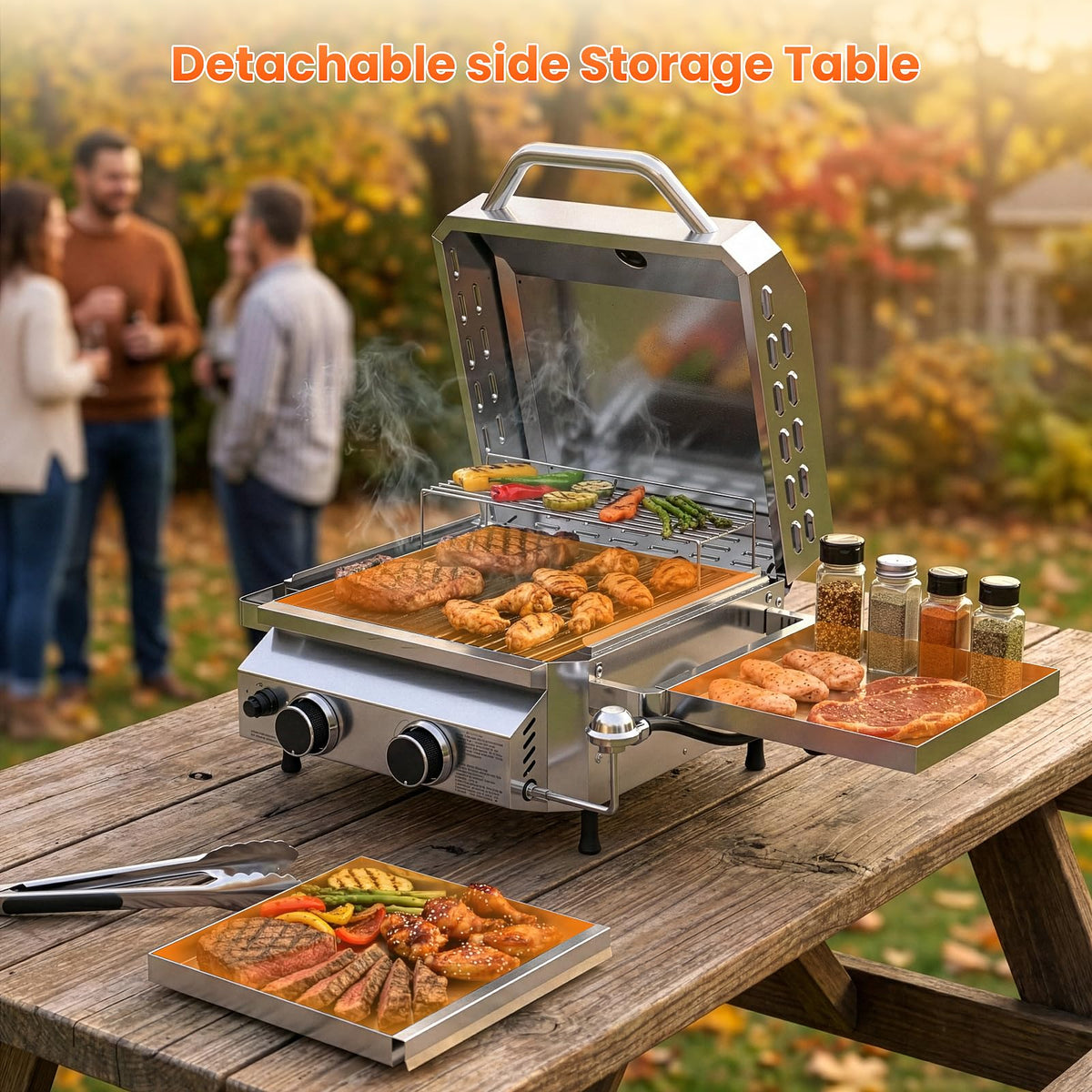 COWSAR integrated thermometer helps monitor grill temperature for precise cooking control