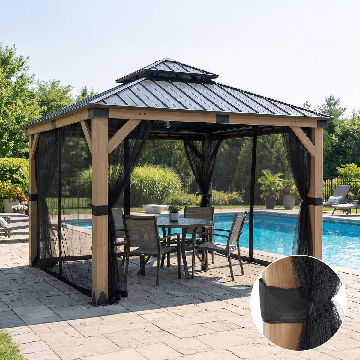 COWVIE C-rings and hooks for secure gazebo mounting