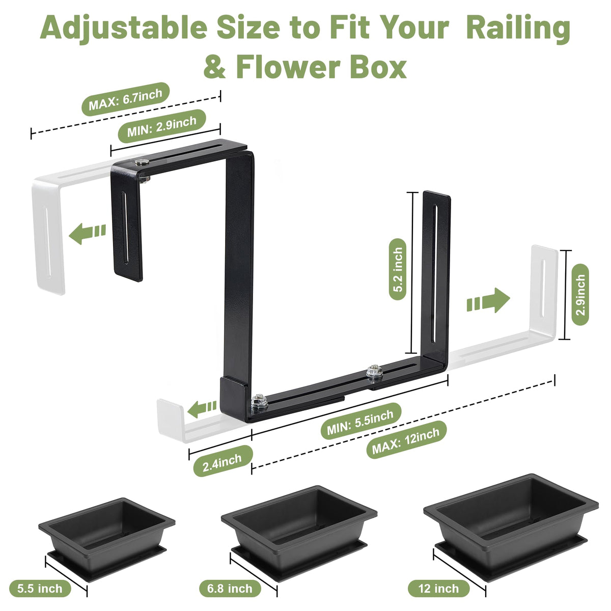 Cozcty space saving balcony rail brackets on railing