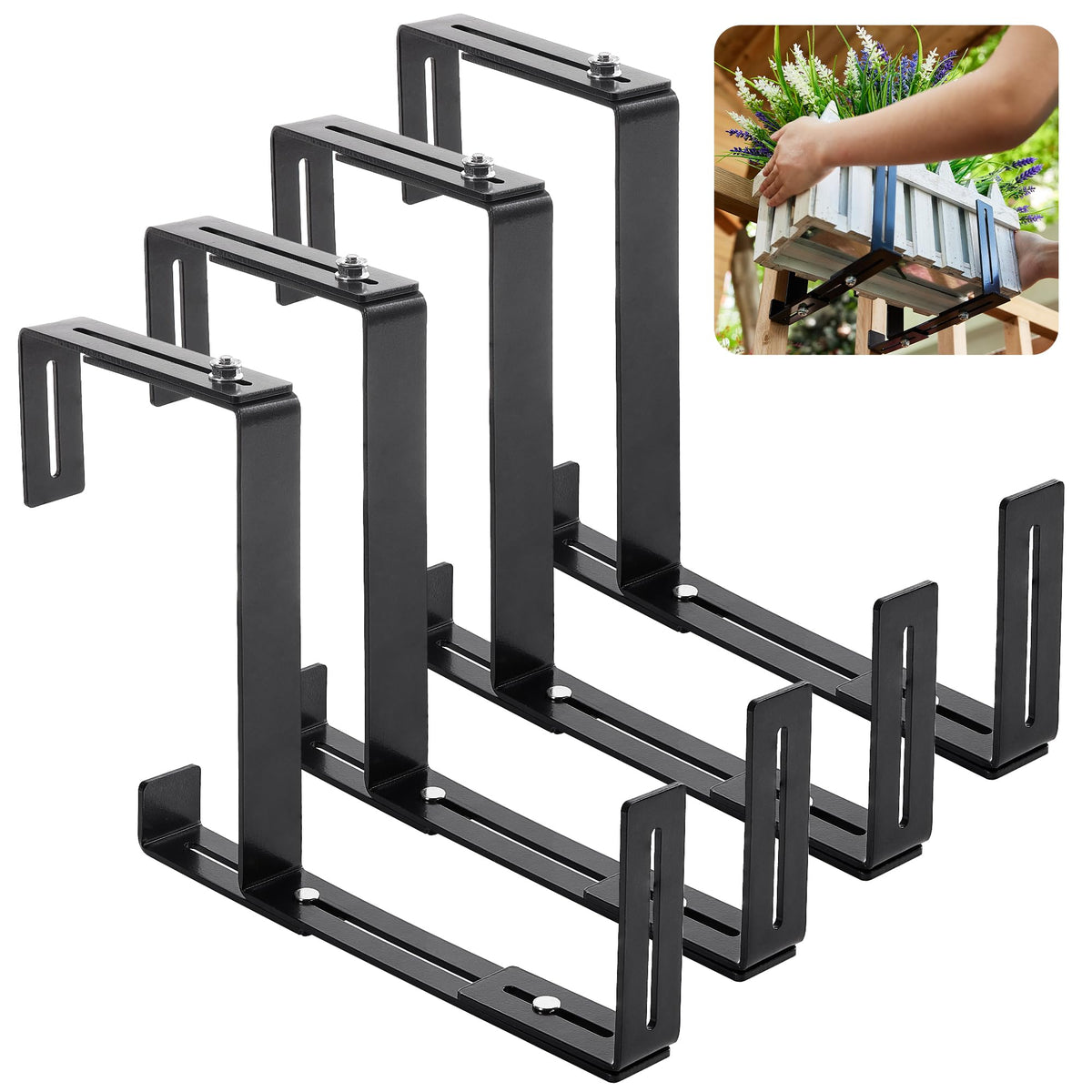 Cozcty window box brackets 4-pack secure planters without drilling