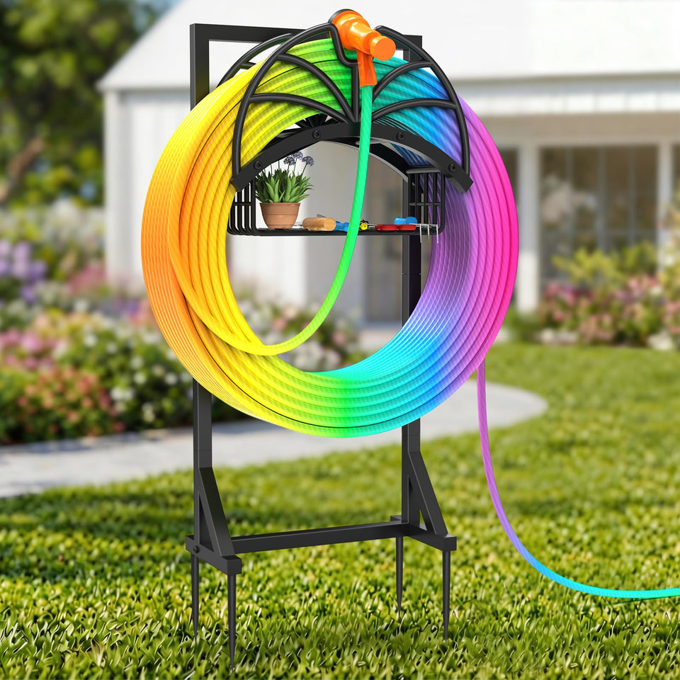 COZEER garden hose holder base stabilizes hoses on outdoor surfaces.