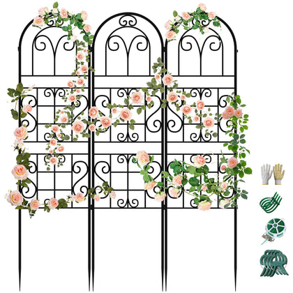 COZEER garden trellis 3-pack curved frame supports climbing roses and cucumbers.
