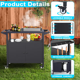 COZEER grill table open shelf showing space for plates and cups within reach.