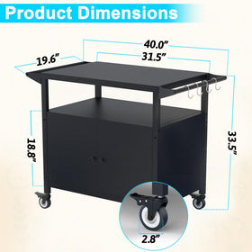 COZEER grill table under-storage area for gas canisters and accessories neatly stowed.