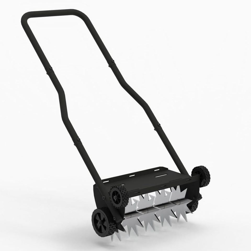 COZEER heavy-duty lawn aerator with four wheels, easing pushing across lawns