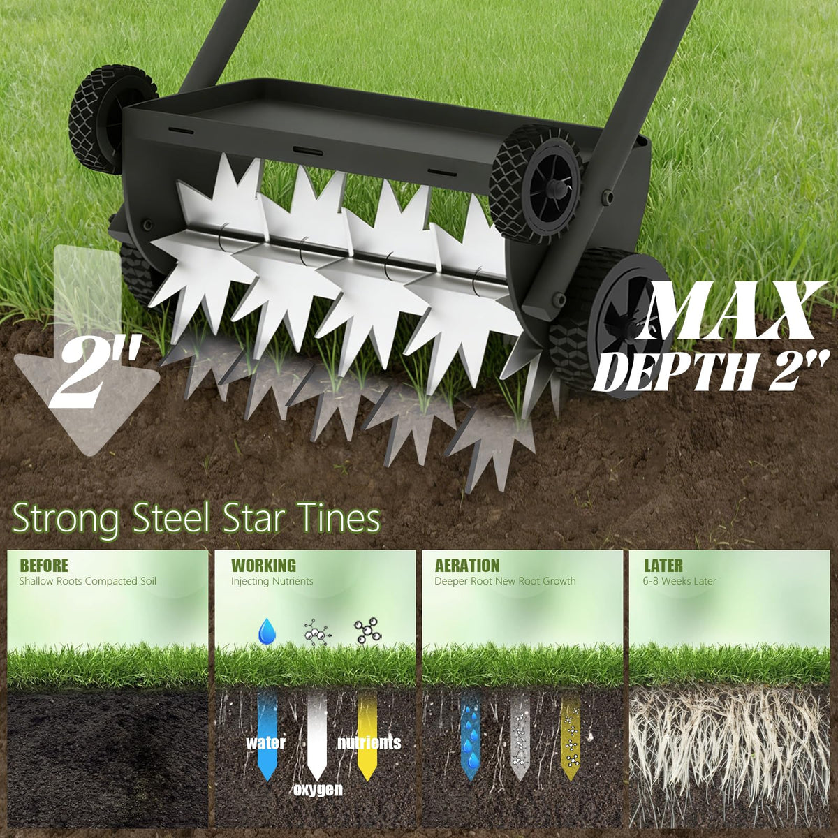 COZEER 43.3-inch handle with wheels for upright, back-friendly operation