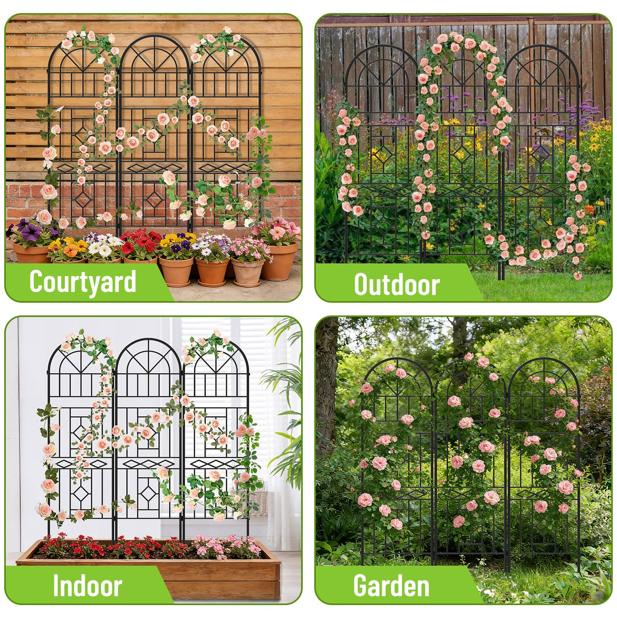 COZEER garden trellis-multi-use supports roses and vegetables in one frame.