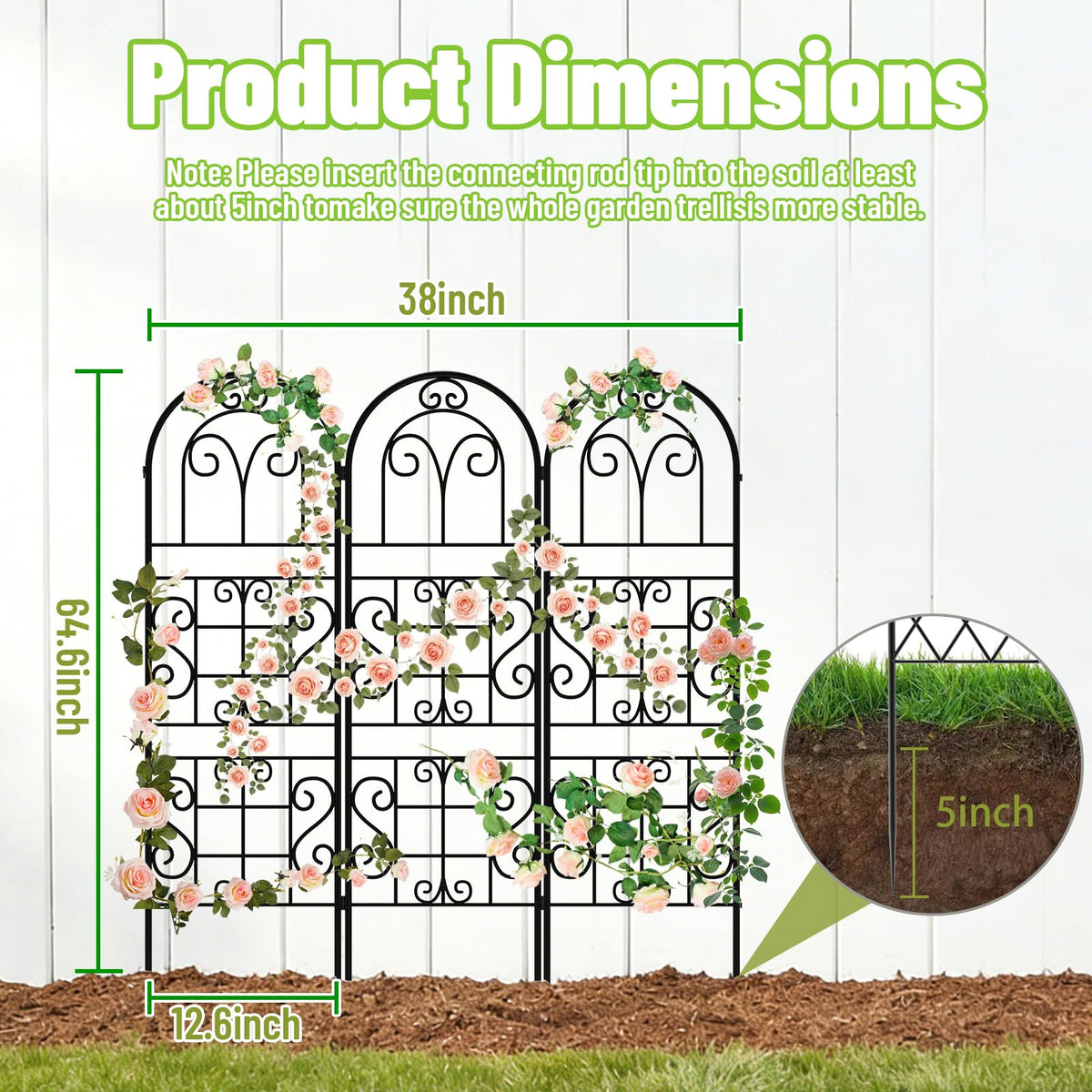 COZEER rose-support trellis outdoors with black coating for rust resistance.