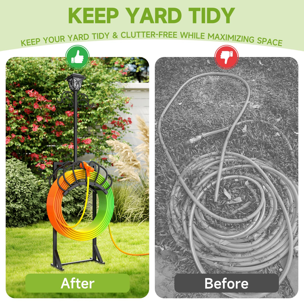 COZEER rust-resistant finish keeps outdoor hose storage durable year-round