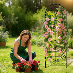 COZEER rustproof iron construction provides sturdy, wind-resistant plant support.