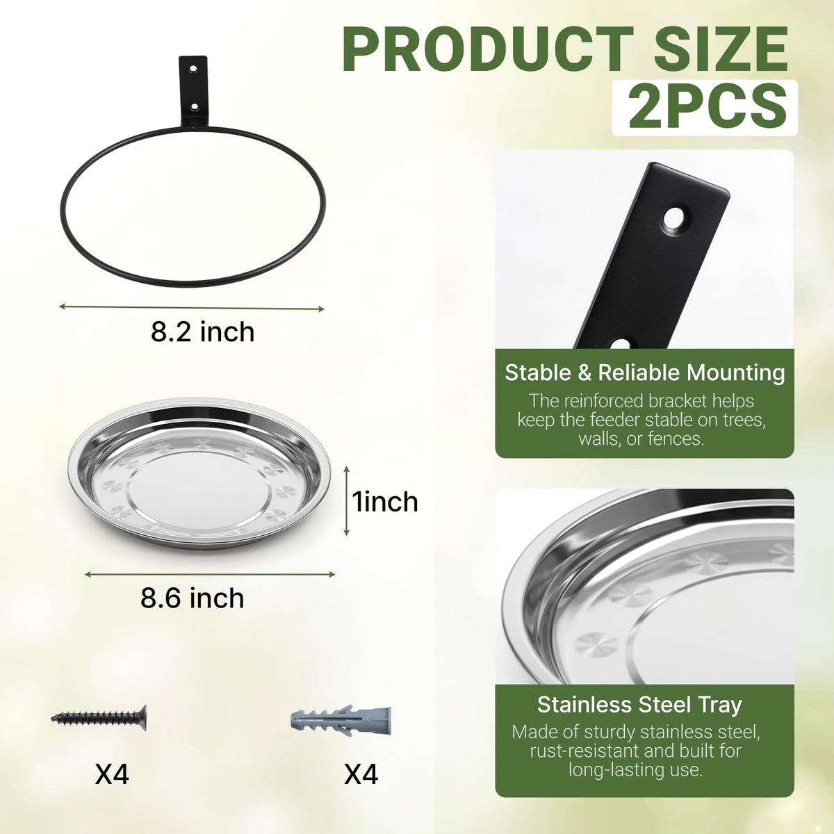 Cozfur bird feeder fence mount in stainless steel resists rust for year-round use.