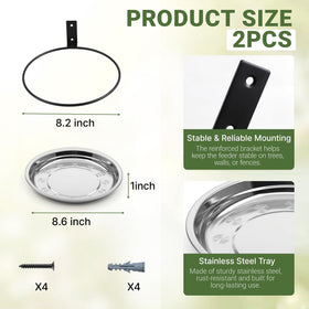 Cozfur bird feeder fence mount in stainless steel resists rust for year-round use.