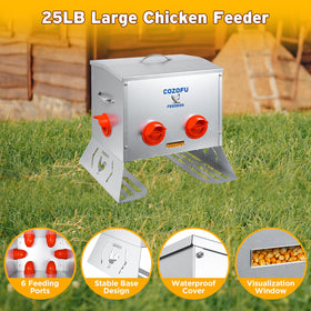 COZOFU weatherproof lid on metal body preserves feed freshness.