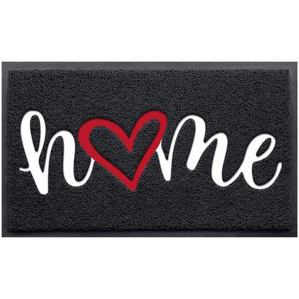 CozyBounty black door mat at the front door with a low-profile design for smooth operation