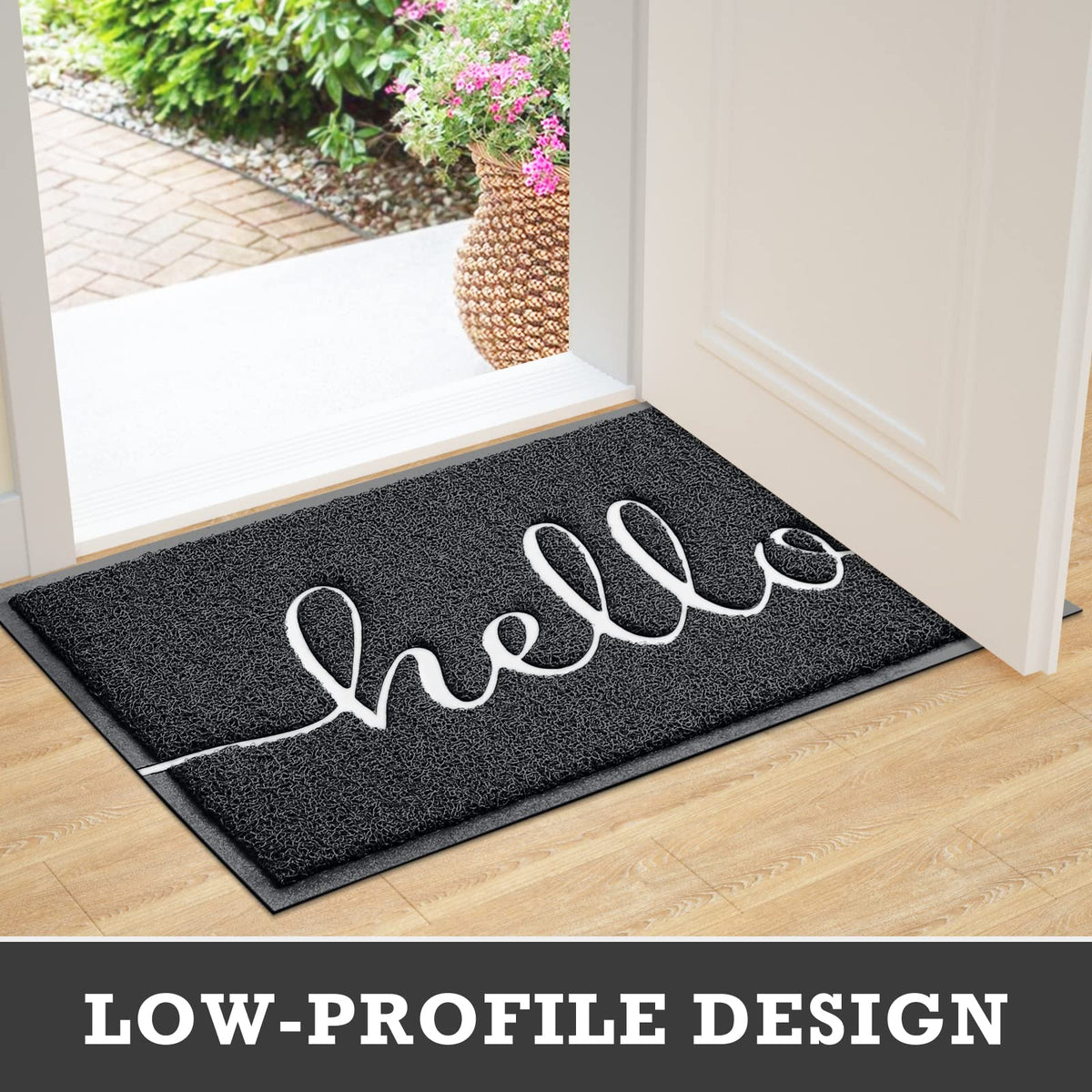 CozyBounty Hello Mat outdoor entryway scene demonstrates durable, high-traffic use.