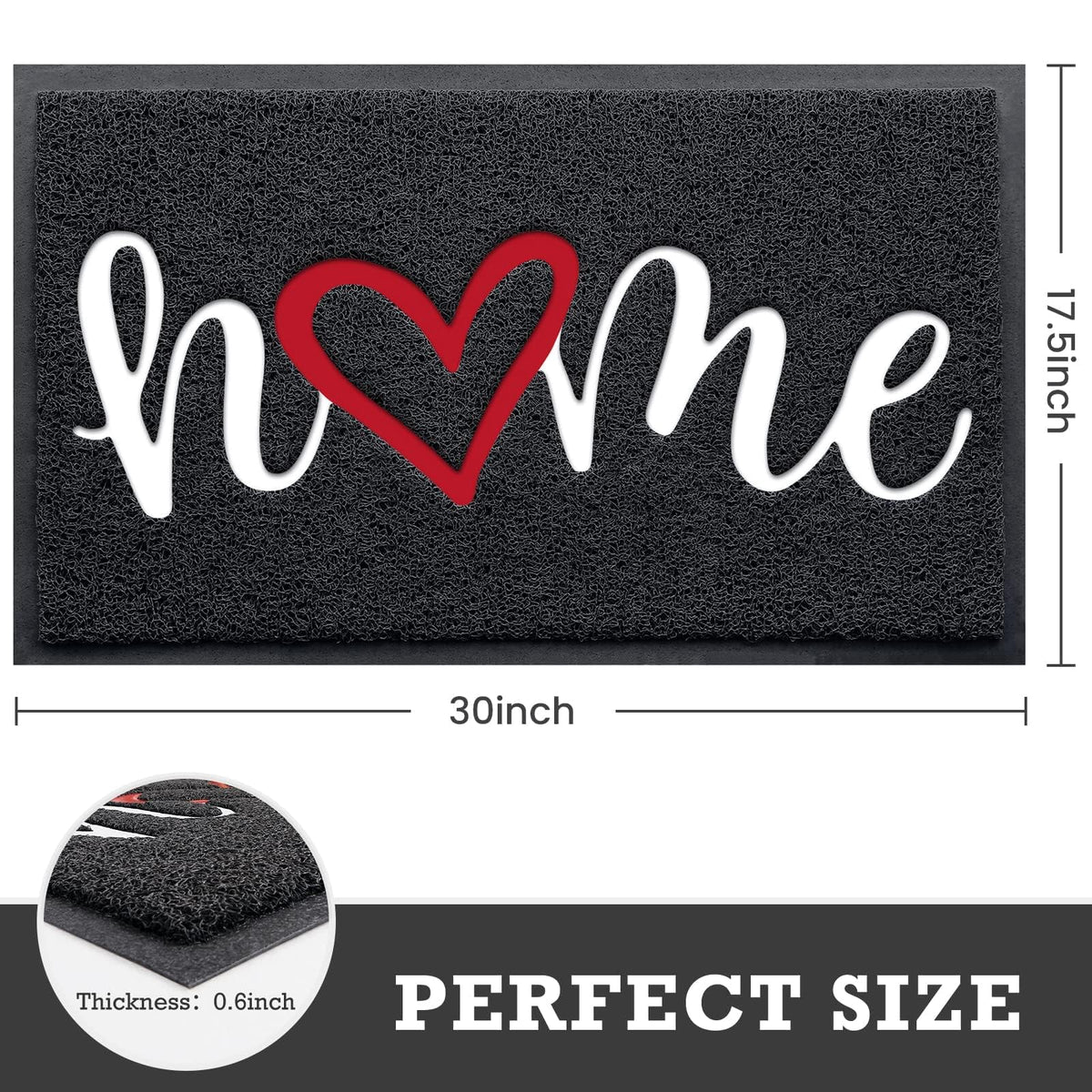 CozyBounty welcome mat with embossed HOME design that resists fading