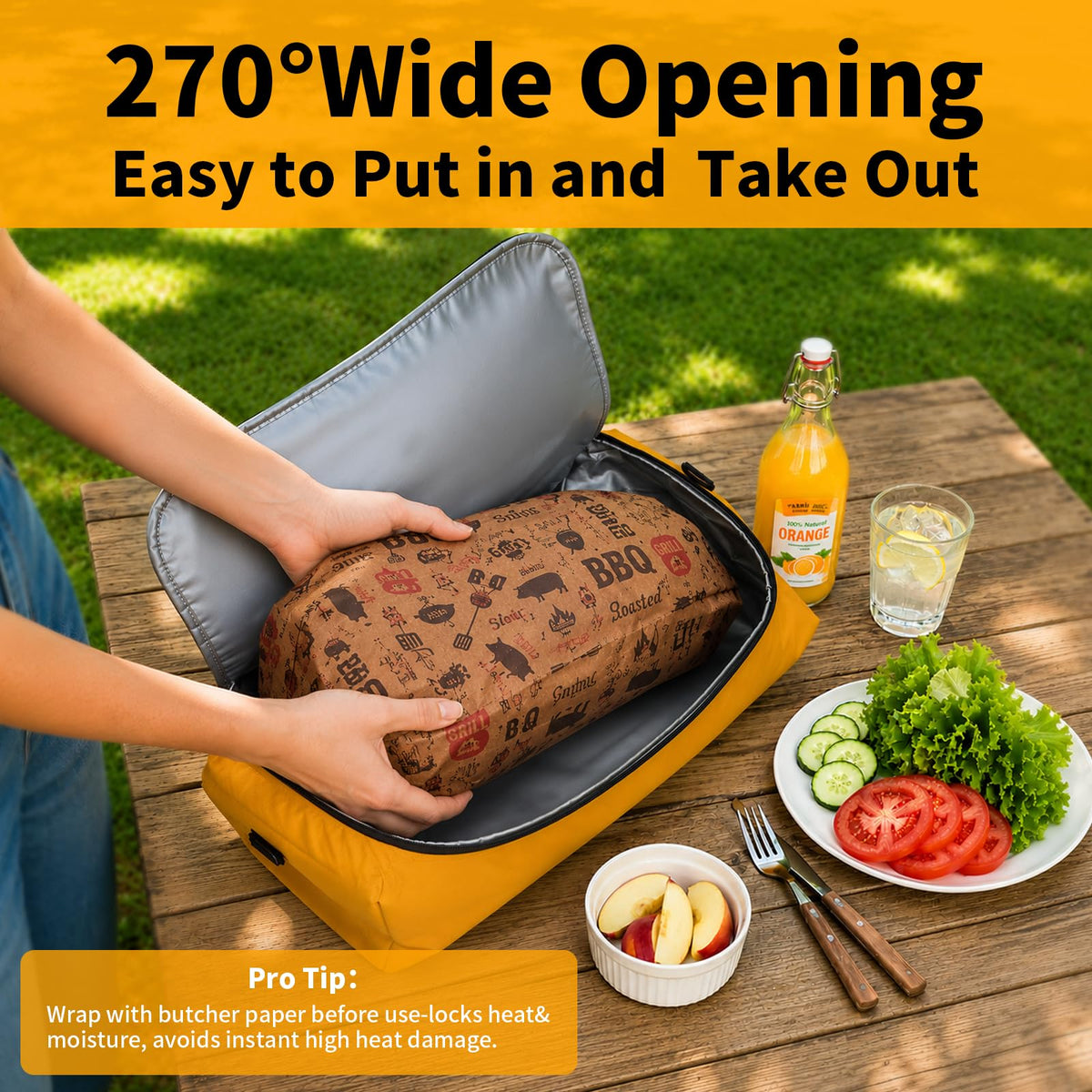COZYCOCO BBQ blanket adjustable strap converts it into a portable meat locker