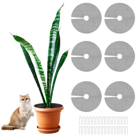 COZYDIG plant pot grid cover in action protecting soil from pet digging.