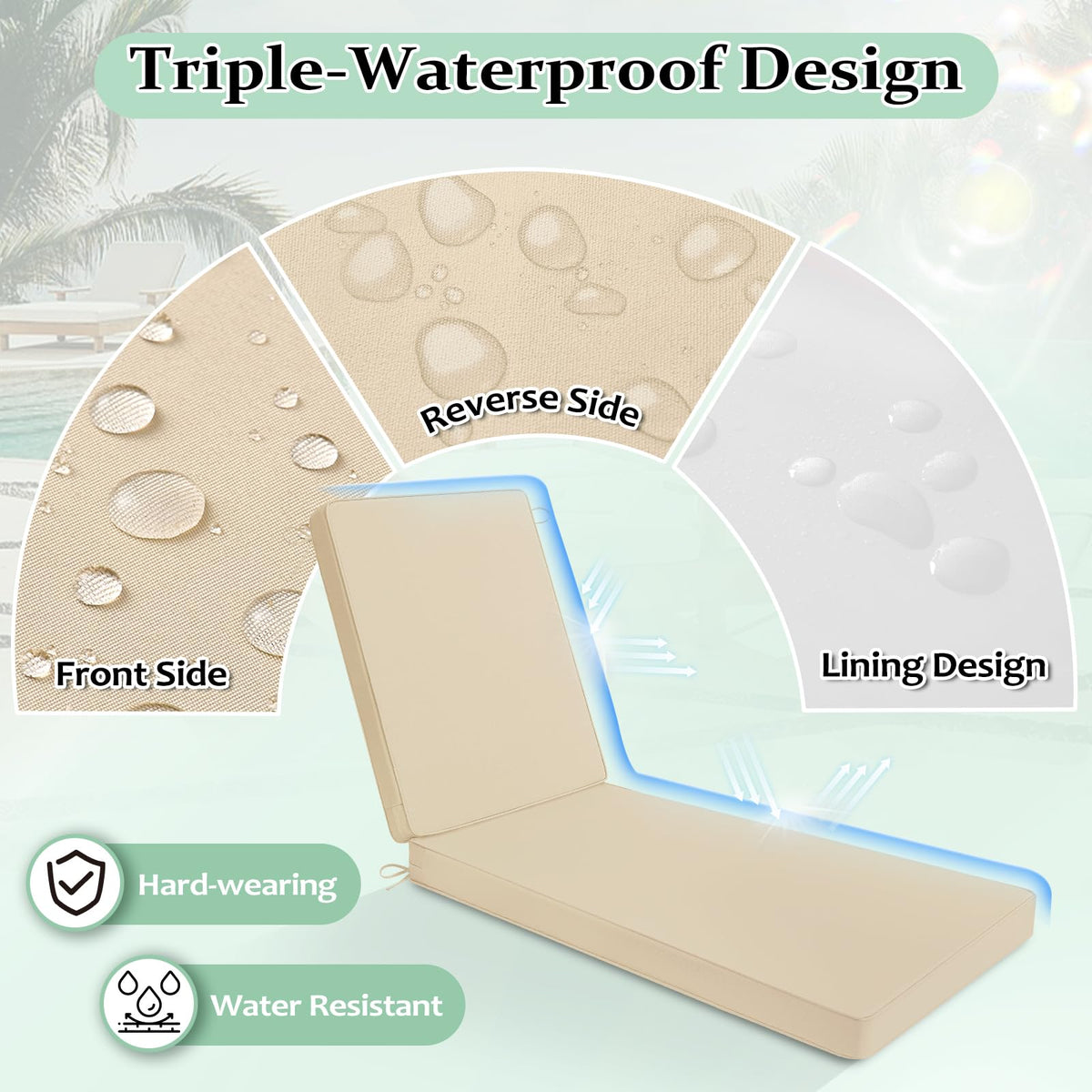 Cozyide back cushion 28x21x3 providing supportive outdoor lounging on a chair