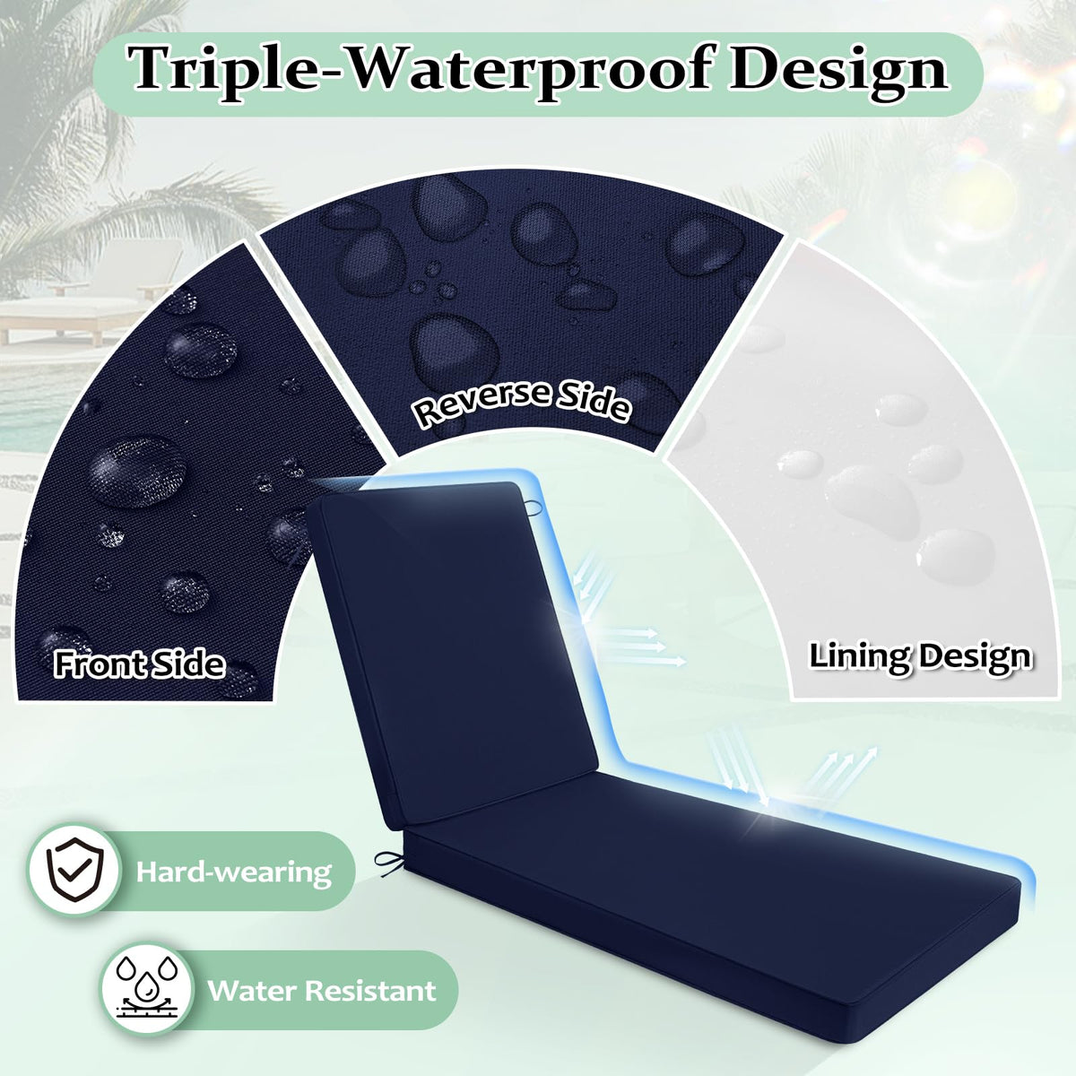 Cozyide seat cushion navy high-density foam for lasting comfort