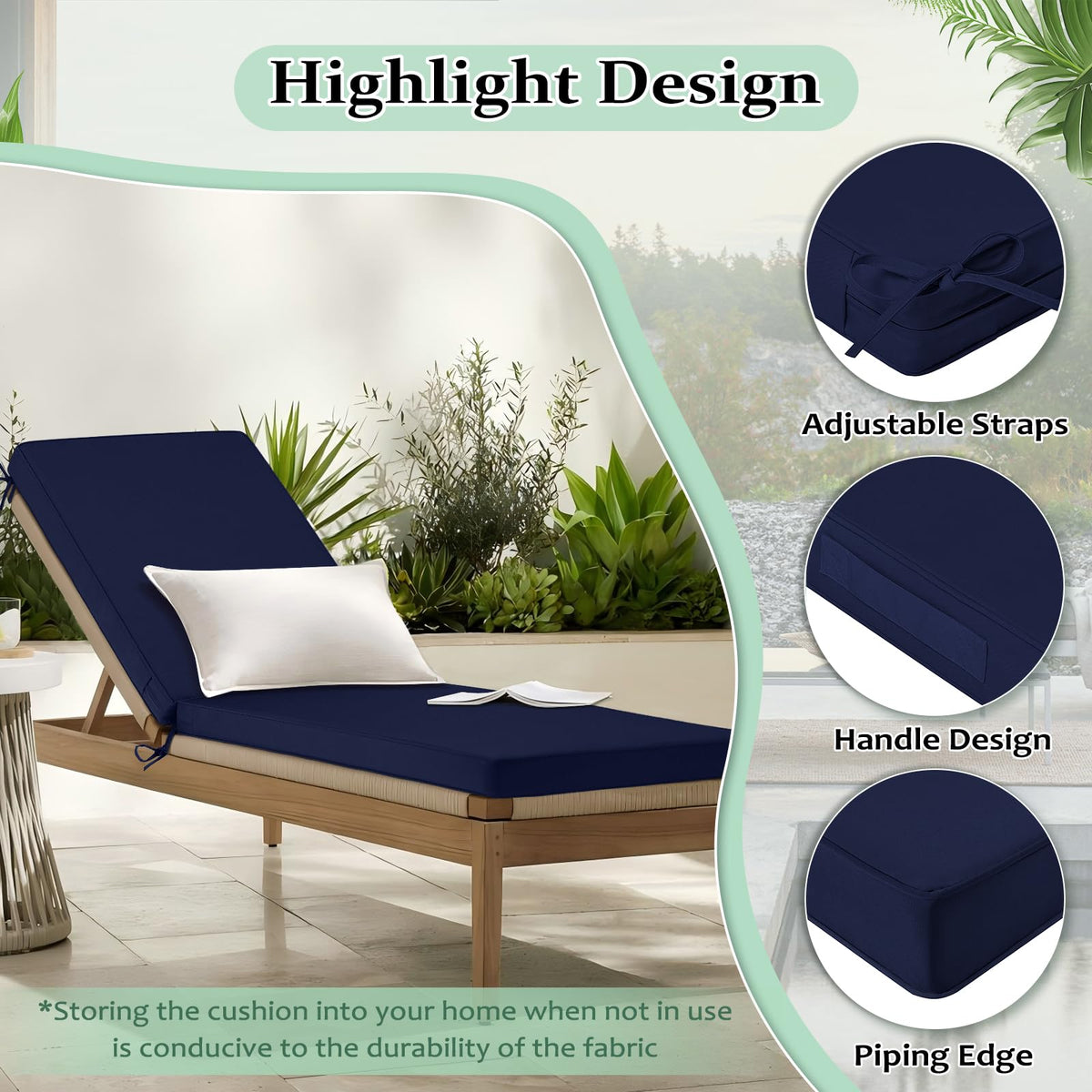 Cozyide four adjustable straps securing cushions on a lounge chair