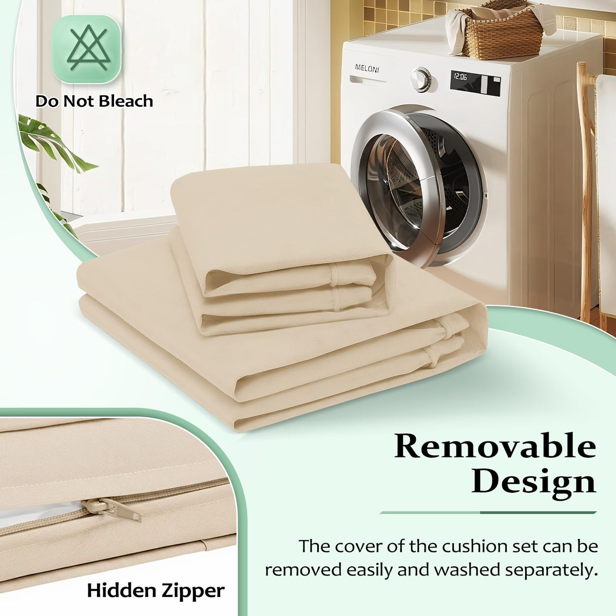 Cozyide removable cover with hidden zipper for easy machine washing