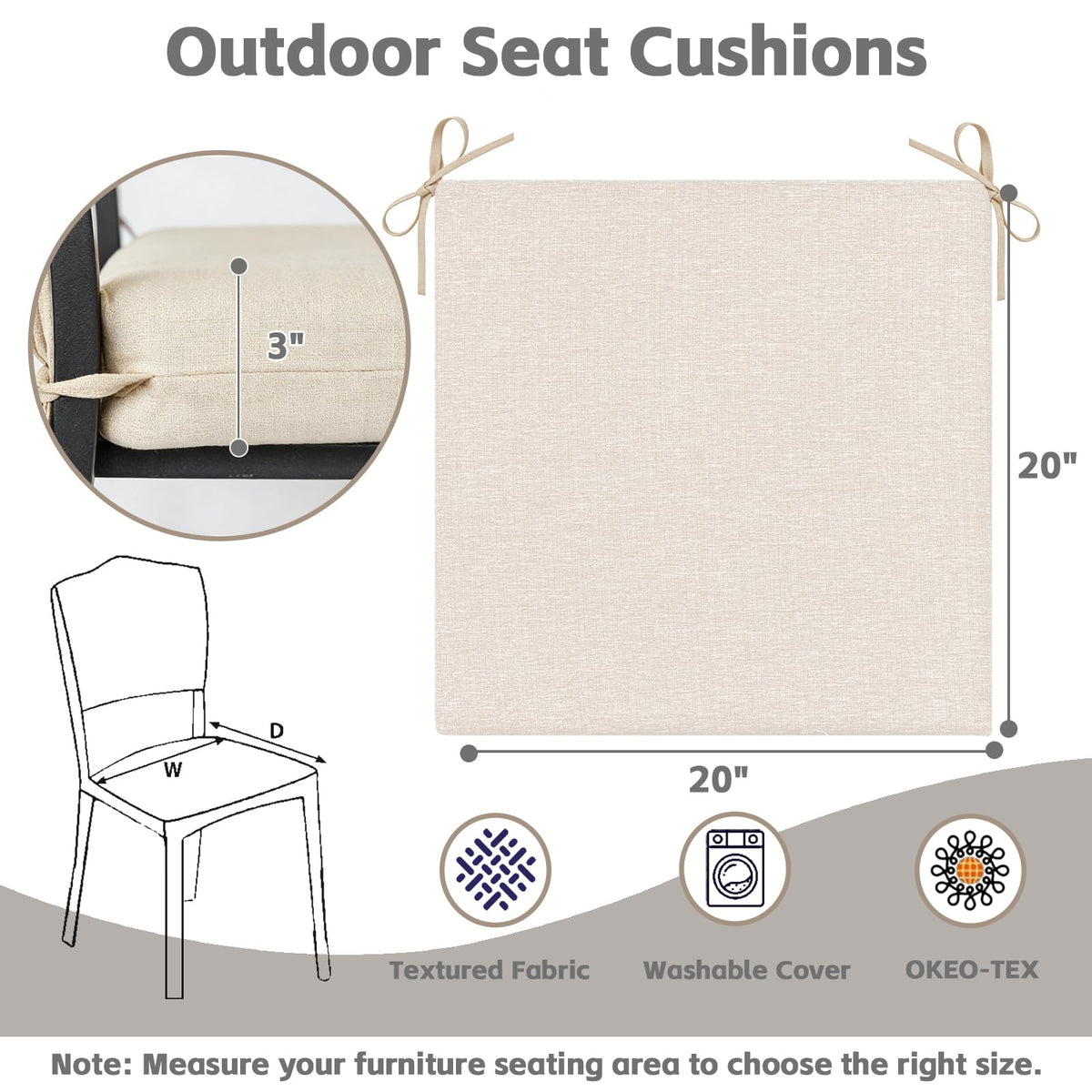 COZYVIDA 30D foam core provides firm, long-lasting support for outdoor seating
