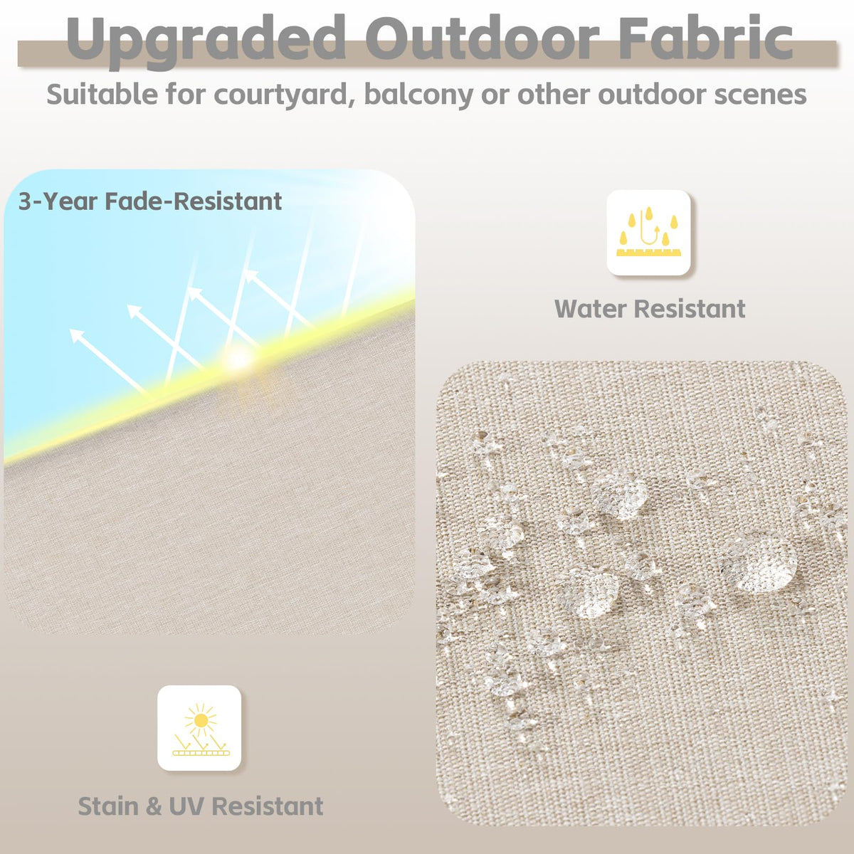 COZYVIDA fade-resistant fabric stays vibrant under strong sun exposure