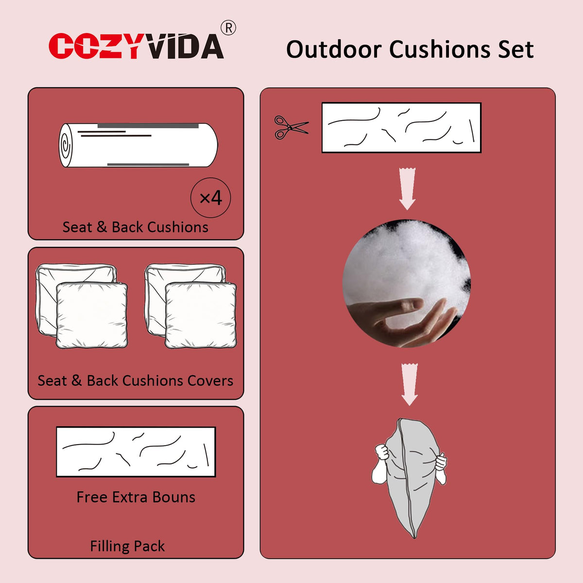 COZYVIDA zipper closeup chili demonstrates easy cover removal for cleaning.