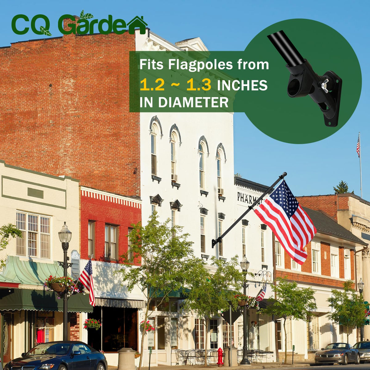 CQ Garden flag bracket with 2 angles 45 and 90 degrees for adjustable display