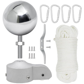 CQ Garden flag pole pulley assembly enabling smooth raising and lowering.