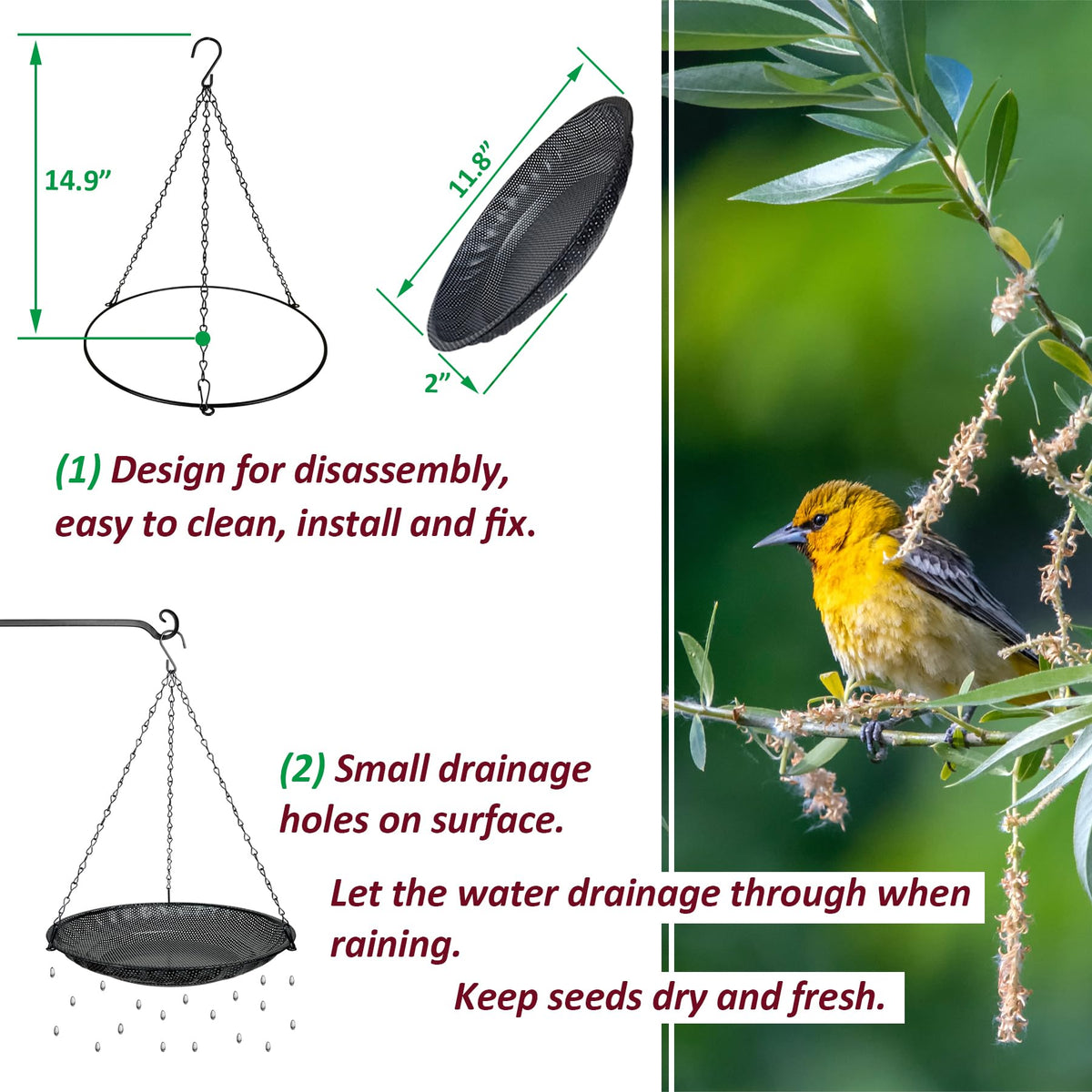 CQAIRIOU easy-clean removable tray for quick maintenance outdoors