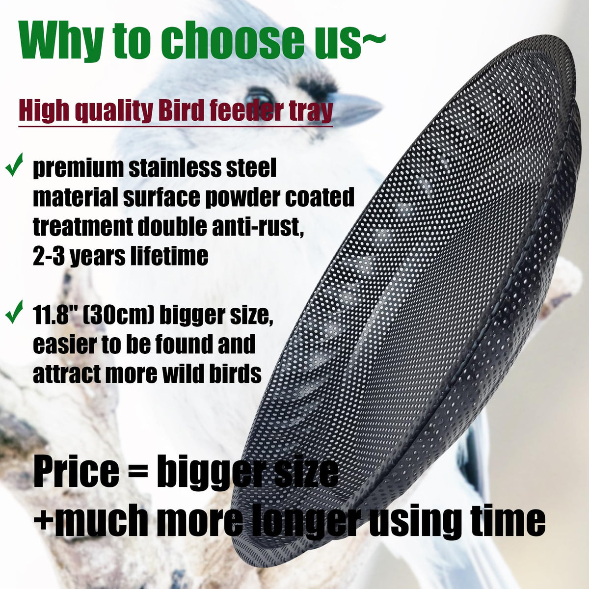 CQAIRIOU non-welded tray design with smooth edges for bird safety