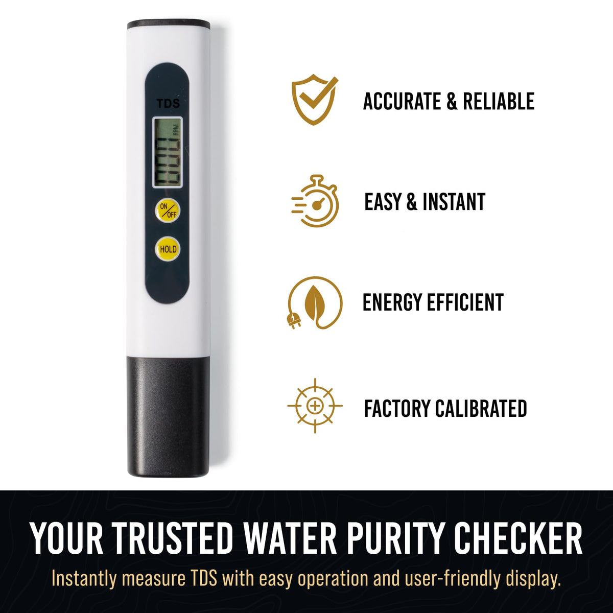 Craft911 TDS Meter Basic display backlit for easy readings in low light
